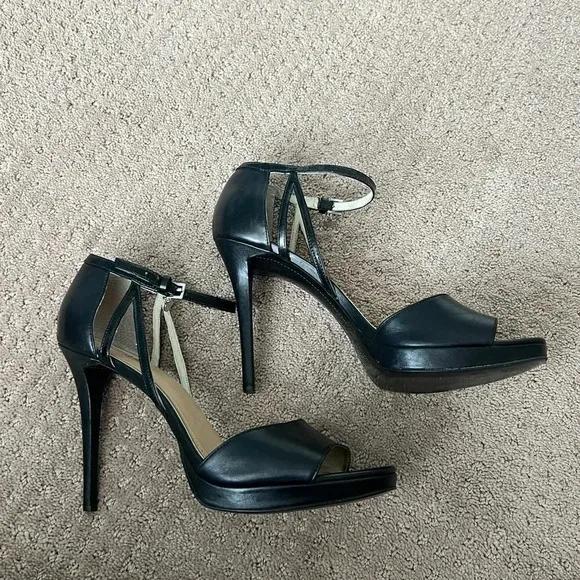 MICHAEL‎ KORS Belle Open Toe Leather Heels