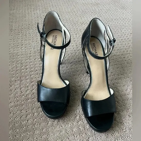 MICHAEL‎ KORS Belle Open Toe Leather Heels
