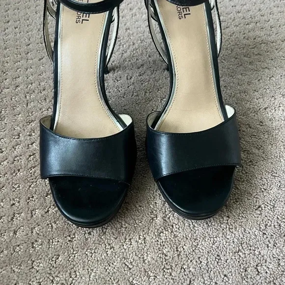 MICHAEL‎ KORS Belle Open Toe Leather Heels