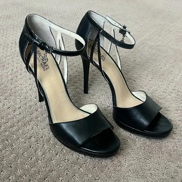 MICHAEL‎ KORS Belle Open Toe Leather Heels