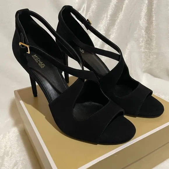 MICHAEL KORS Estee Cross Strap Suede Heels