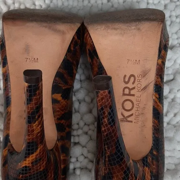 Michael Kors Flora Snake Open Toe Heels Sz 7.5