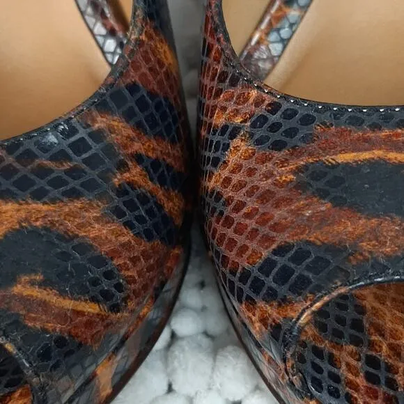Michael Kors Flora Snake Open Toe Heels Sz 7.5