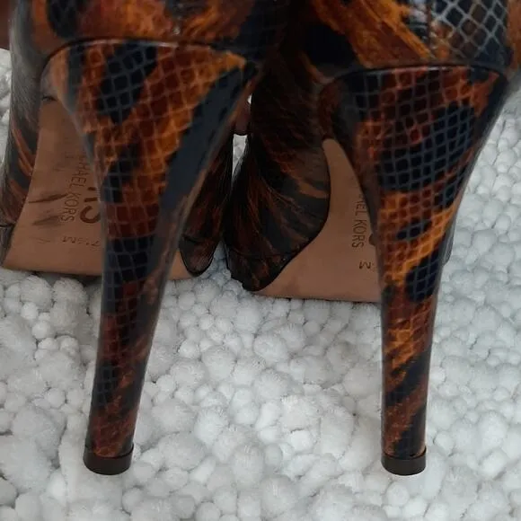 Michael Kors Flora Snake Open Toe Heels Sz 7.5