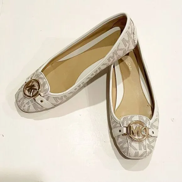 Michael Kors Fulton Studded Logo Moccasin White Size 8 $155.00