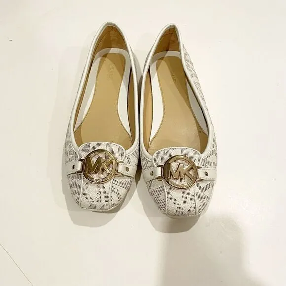 Michael Kors Fulton Studded Logo Moccasin White Size 8 $155.00