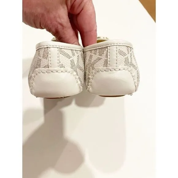 Michael Kors Fulton Studded Logo Moccasin White Size 8 $155.00
