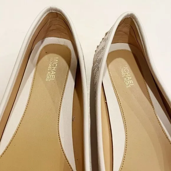 Michael Kors Fulton Studded Logo Moccasin White Size 8 $155.00
