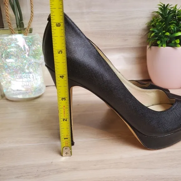 Michael Kors Heels Womens Size 6.5 Black Leather Pumps Open Toe  *