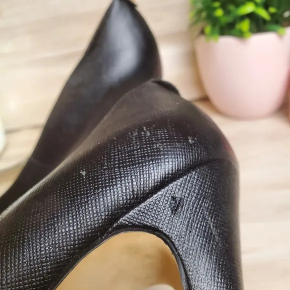 Michael Kors Heels Womens Size 6.5 Black Leather Pumps Open Toe  *