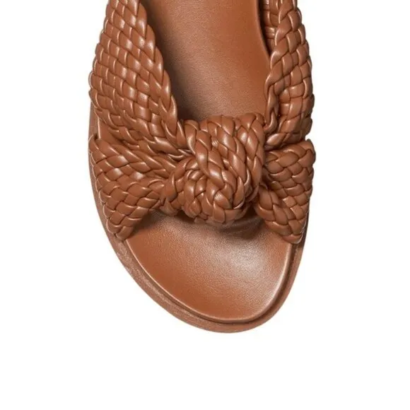MICHAEL KORS Josie Braided Platform Slides in Tan Size 6