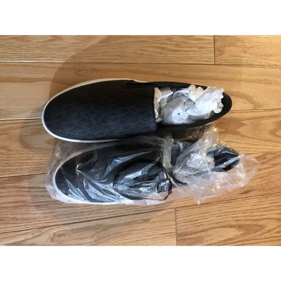 Michael Kors Keaton Slip-On Black Coated Canvas 8.5 Women's Sport New in Box