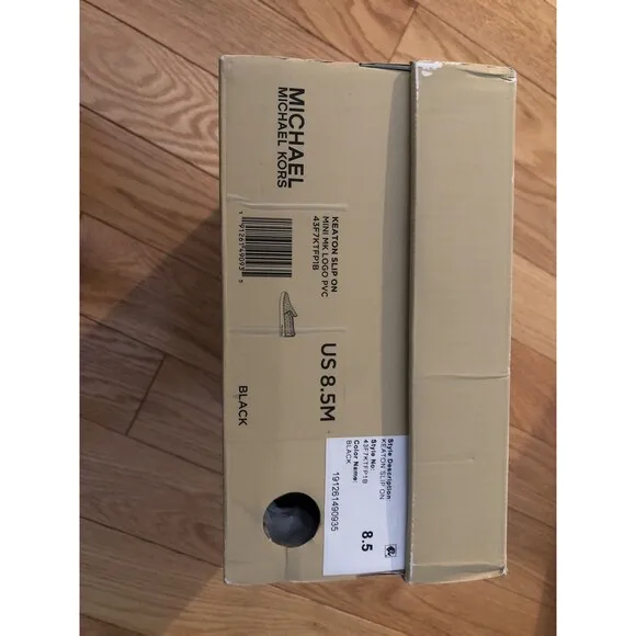 Michael Kors Keaton Slip-On Black Coated Canvas 8.5 Women's Sport New in Box