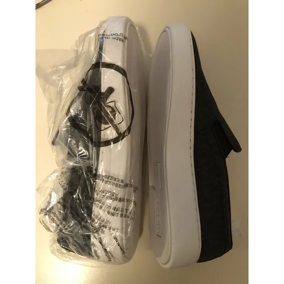 Michael Kors Keaton Slip-On Black Coated Canvas 8.5 Women's Sport New in Box