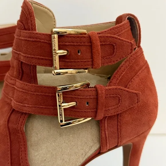 Michael Kors Lawson Open Toe Heels Nutmeg 6.5