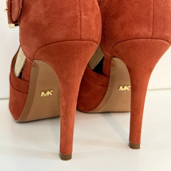 Michael Kors Lawson Open Toe Heels Nutmeg 6.5