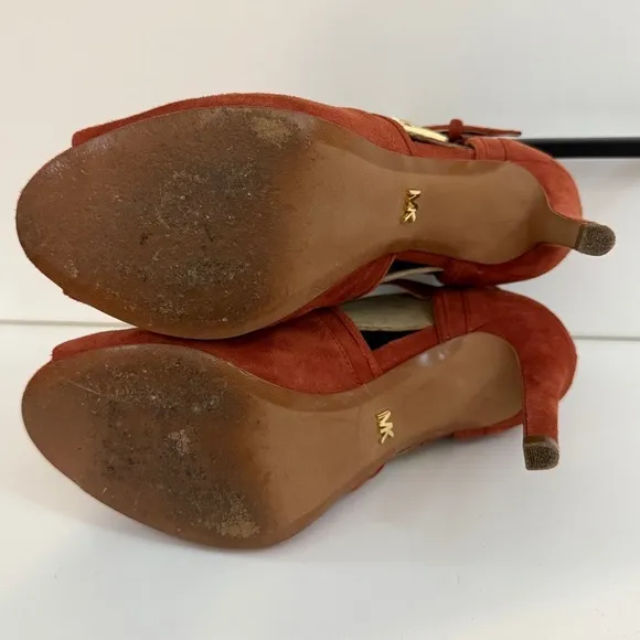 Michael Kors Lawson Open Toe Heels Nutmeg 6.5