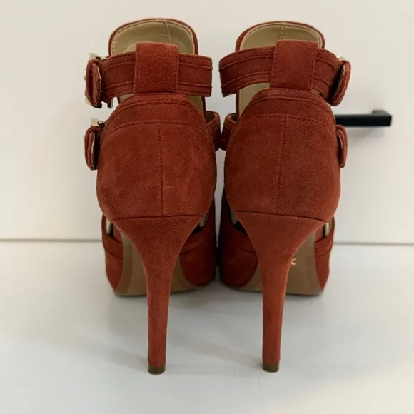 Michael Kors Lawson Open Toe Heels Nutmeg 6.5