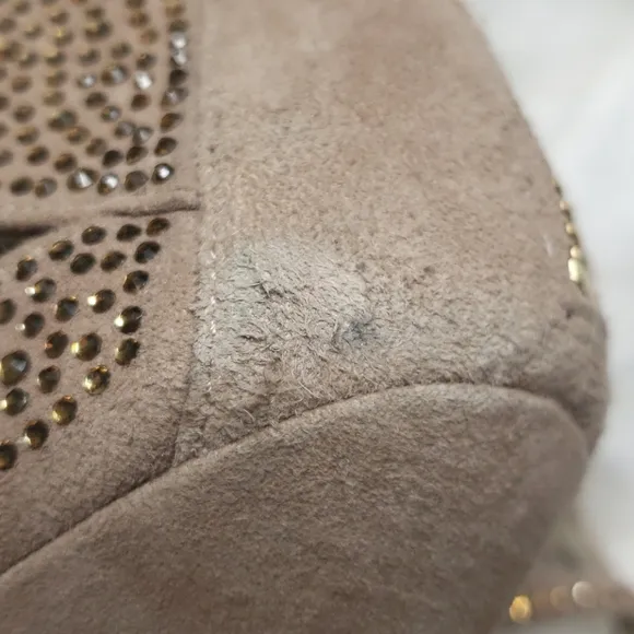 Michael Kors Mavis Crystallized Suede Caged Heels 10