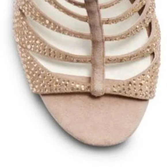 Michael Kors Mavis Crystallized Suede Caged Heels 10