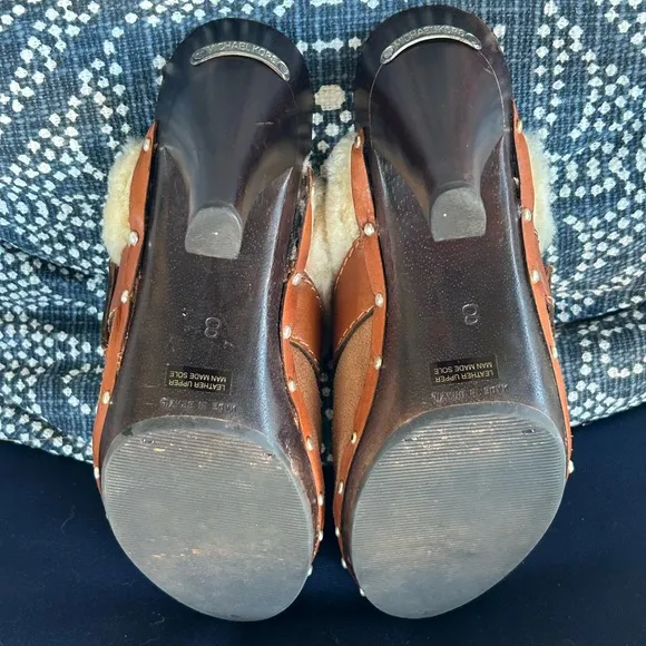 MICHAEL KORS SHEARLING CHESTNUT CLOGS