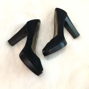 Michael Kors Size 6.5 Black Suede Open Toe Heels