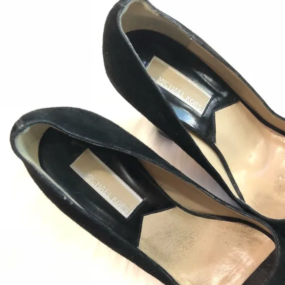 Michael Kors Size 6.5 Black Suede Open Toe Heels