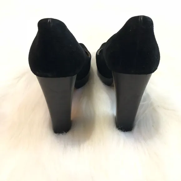 Michael Kors Size 6.5 Black Suede Open Toe Heels