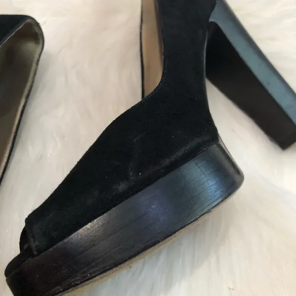Michael Kors Size 6.5 Black Suede Open Toe Heels