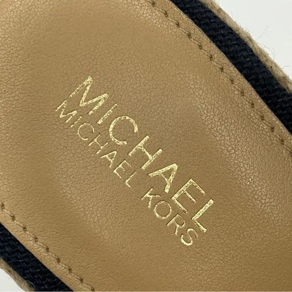 Michael Kors Womens Damita Espadrille Wedge Sandal Size 10M Navy Canvas Woven