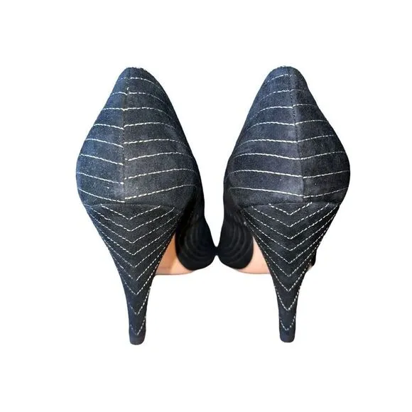 Michael Kors Black Suede Open Toe Chagall Heels Womens Size 10 read description