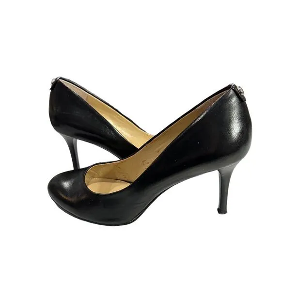 Michael Michael Kors black buttery leather pumps 4” heels almond toe size 7.5