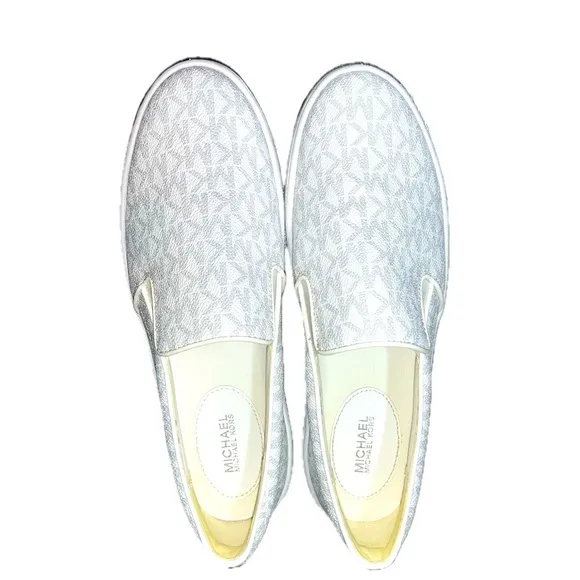 MICHAEL Michael Kors Teddi Signature Logo Slip-On Sneaker,Bright White,Size 6.5M