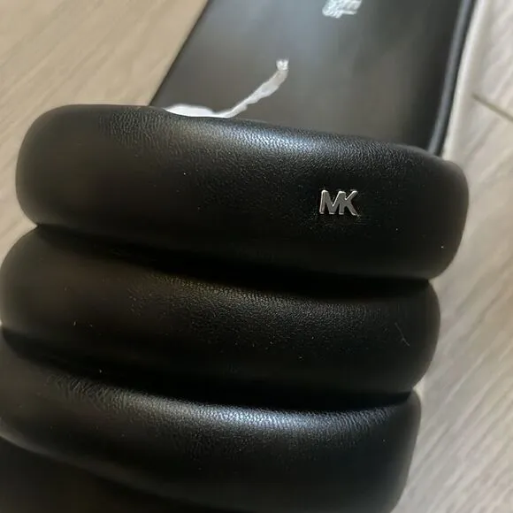 MICHAEL KORS quilted slides sandals black  8