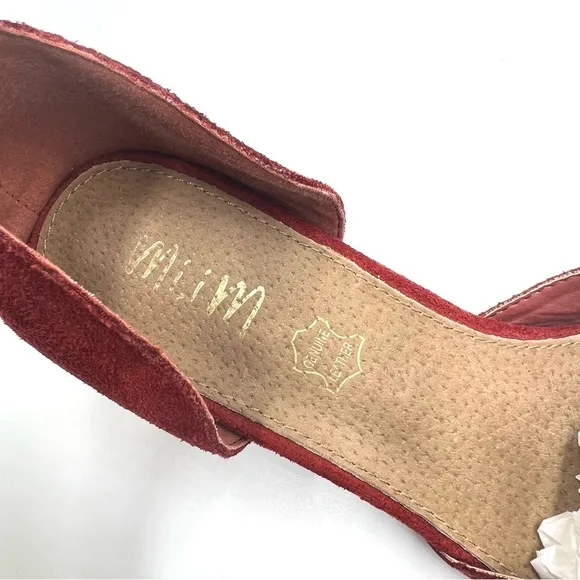Mi.iM Womens Faux Red Suede D'Orsay Block Heel Western Buckle Heels Shoes 8