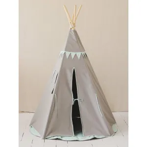Mint Love Teepee With Garland - Grey & Light Green