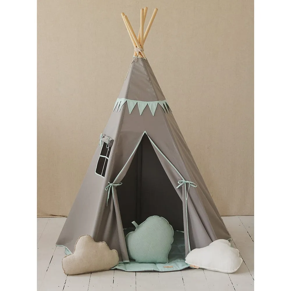 Mint Love Teepee With Garland - Grey & Light Green