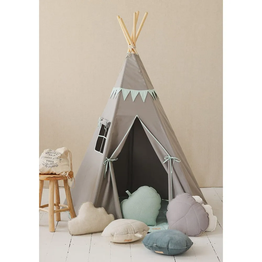 Mint Love Teepee With Garland - Grey & Light Green