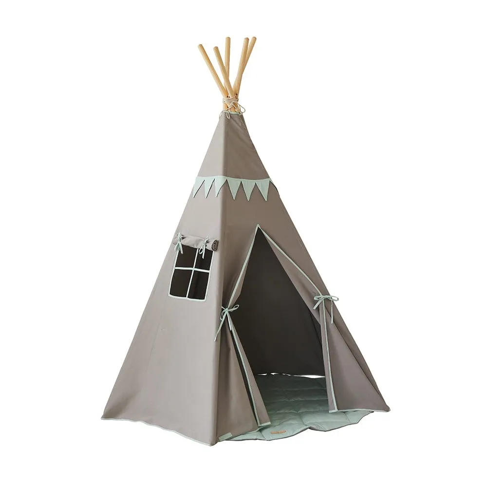 Mint Love Teepee With Garland - Grey & Light Green