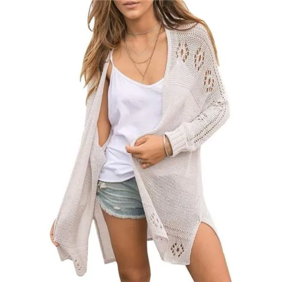 Misassy Womens Open Front Knit Sheer Cardigans Summer Boho Lightweight Long