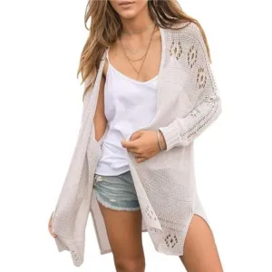 Misassy Womens Open Front Knit Sheer Cardigans Summer Boho Lightweight Long