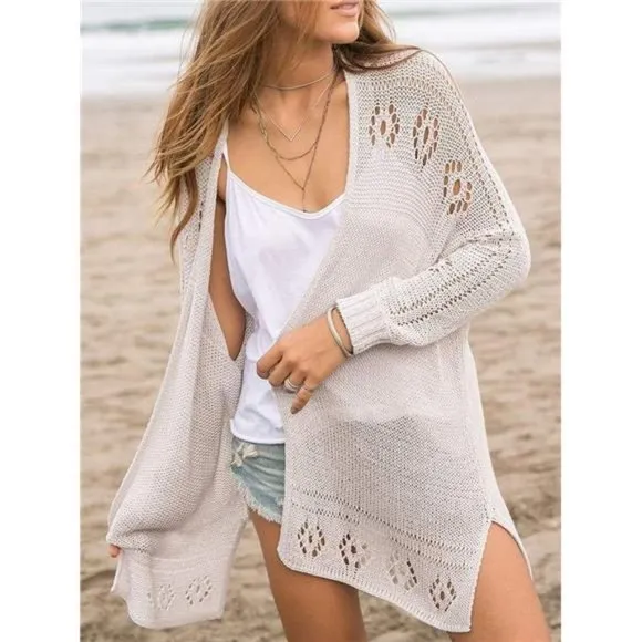 Misassy Womens Open Front Knit Sheer Cardigans Summer Boho Lightweight Long