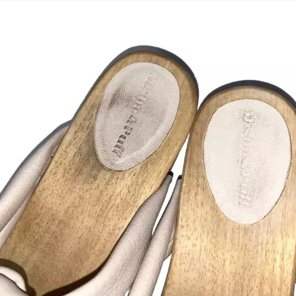 Misha &amp; Puff Trellis Clogs Sandals in Putty Size 41 EU / 10 US Leather Wood Nude