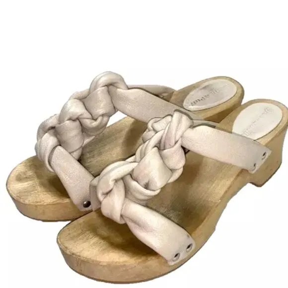 Misha &amp; Puff Trellis Clogs Sandals in Putty Size 41 EU / 10 US Leather Wood Nude