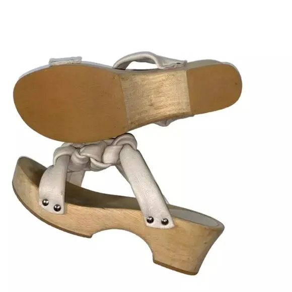 Misha &amp; Puff Trellis Clogs Sandals in Putty Size 41 EU / 10 US Leather Wood Nude
