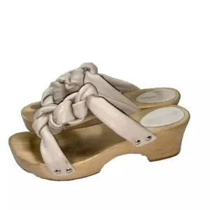 Misha &amp; Puff Trellis Clogs Sandals in Putty Size 41 EU / 10 US Leather Wood Nude