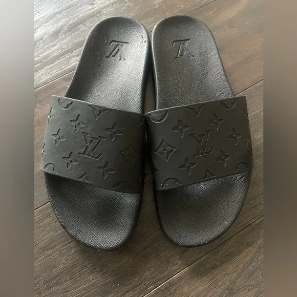 Monogram Rubber Black Water Slides Size 40