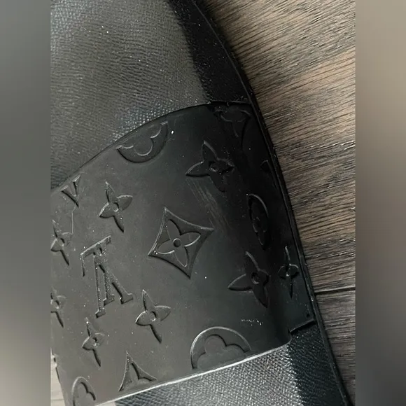 Monogram Rubber Black Water Slides Size 40