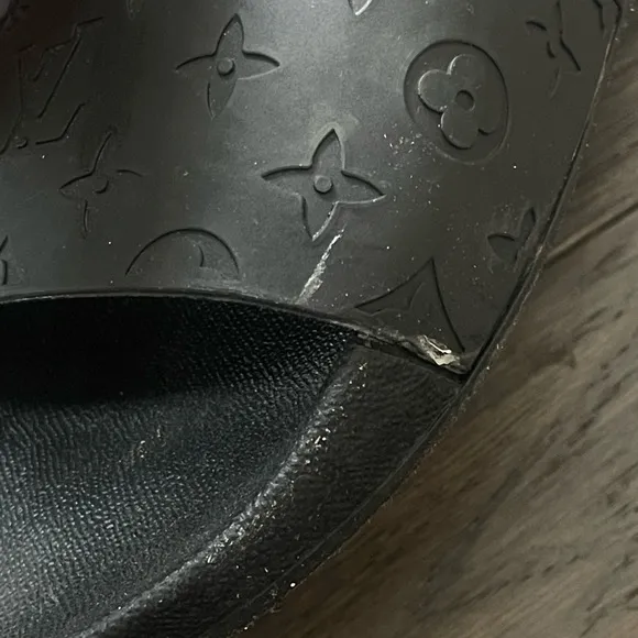 Monogram Rubber Black Water Slides Size 40