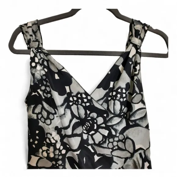 MOSCHINO Italy Abstract Floral Dress Black Grey White Floral Fit Flare Midi 10
